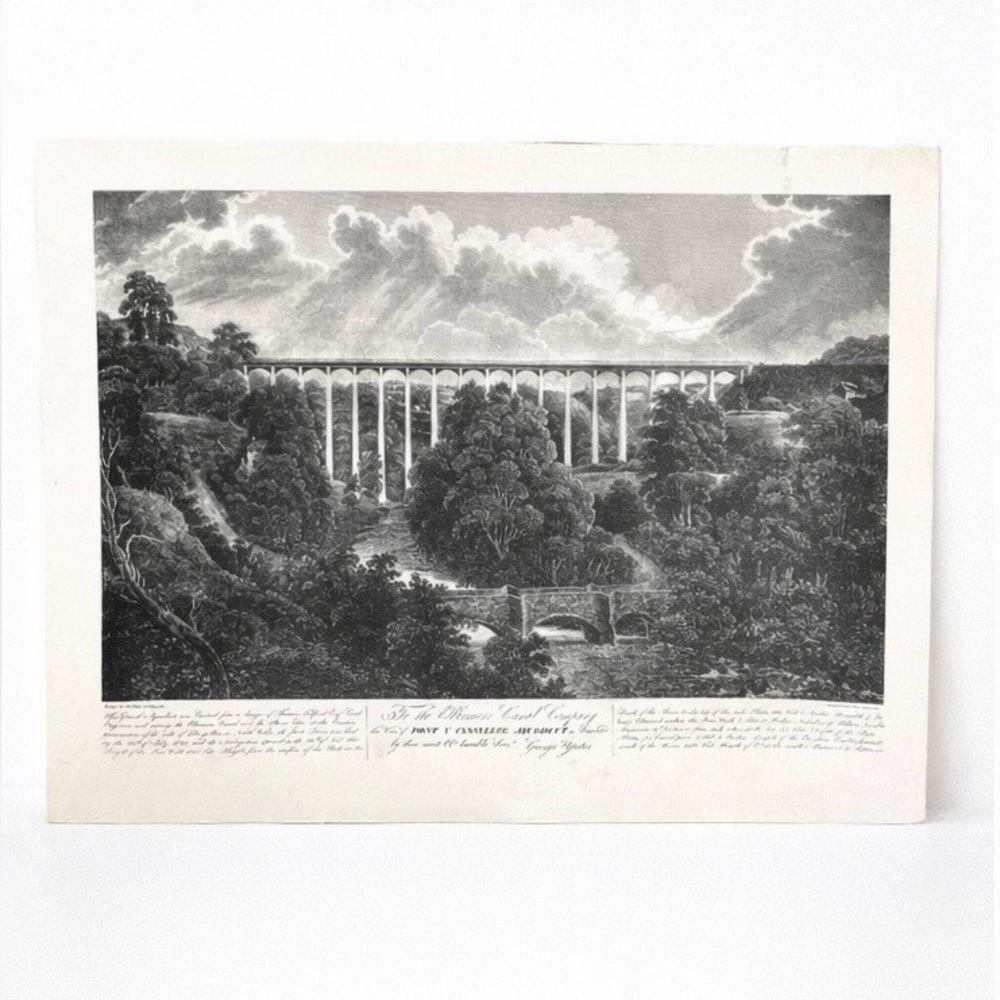 Pontcysyllte Aqueduct Print Thomas Telford Canal Engraving Style Vintage